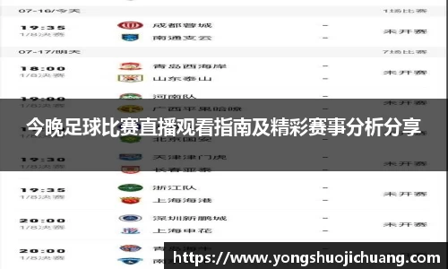 今晚足球比赛直播观看指南及精彩赛事分析分享